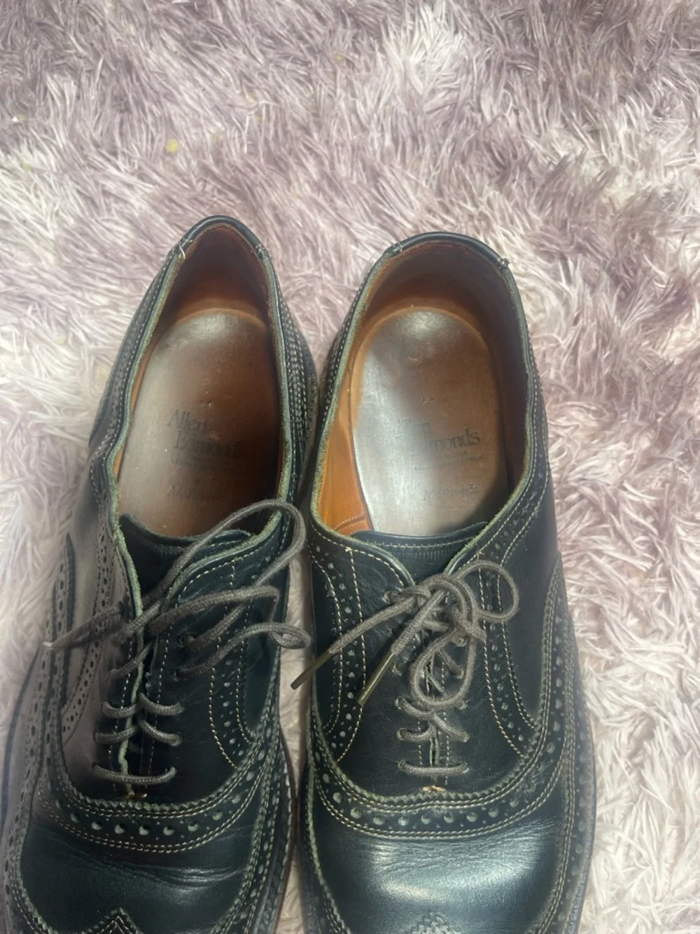 ALLEN‎ EDMONDS McTavish Size 11D Black Leather Oxford Lace Up Wingtip Shoes